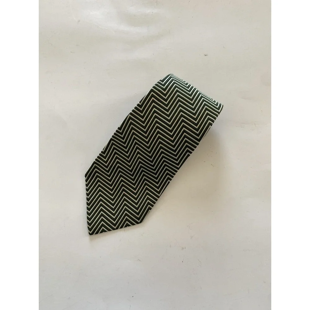 Vintage Polo Ralph Lauren Silk Tie Black/Gold Chevron Geometric USA 58